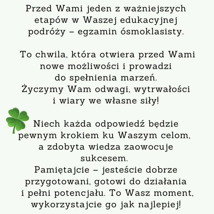 Drodzy Ósmoklasiści