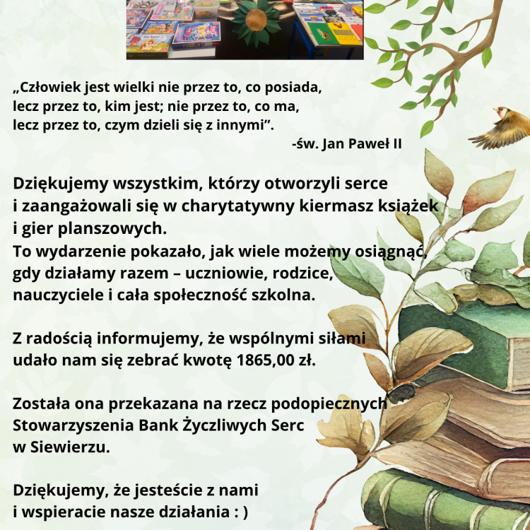 Podziękowania- Kiermasz