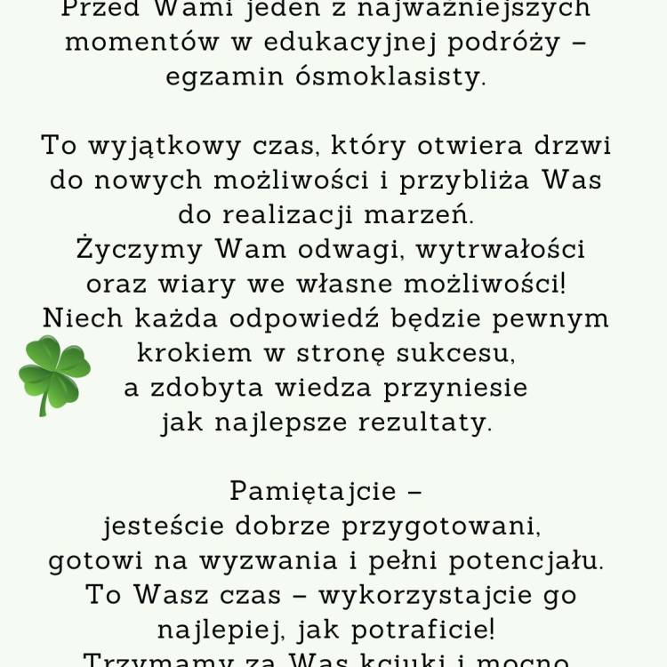 Drodzy Ósmoklasiści!